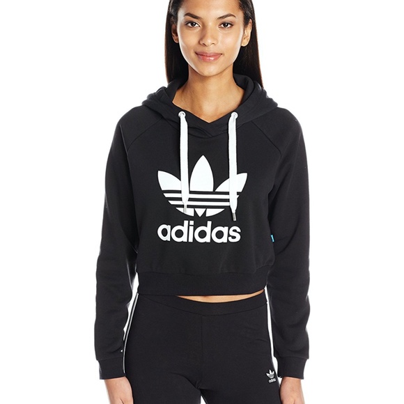 adidas black cropped hoodie women's